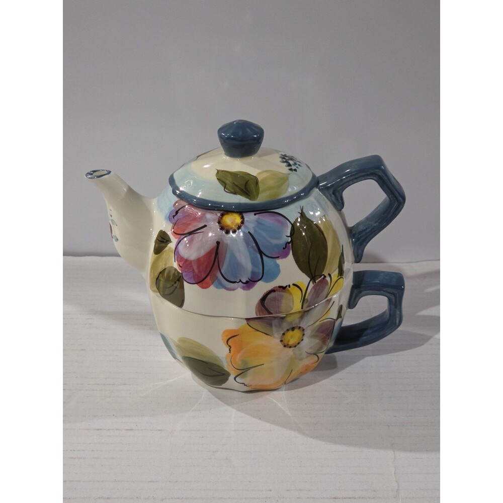 Vintage Tea Pot Tea for One Hand Painted